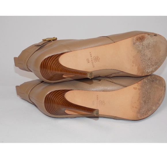 Chic and Sexy Ann Taylor Petra Ankle Boots Stiletto Hidden Platform Sz 10M Beige - Picture 9 of 10
